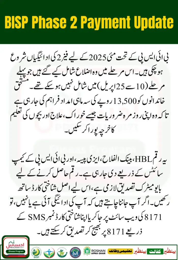 BISP Phase 2 Payment Update Rs 13500 Distribution May 2025